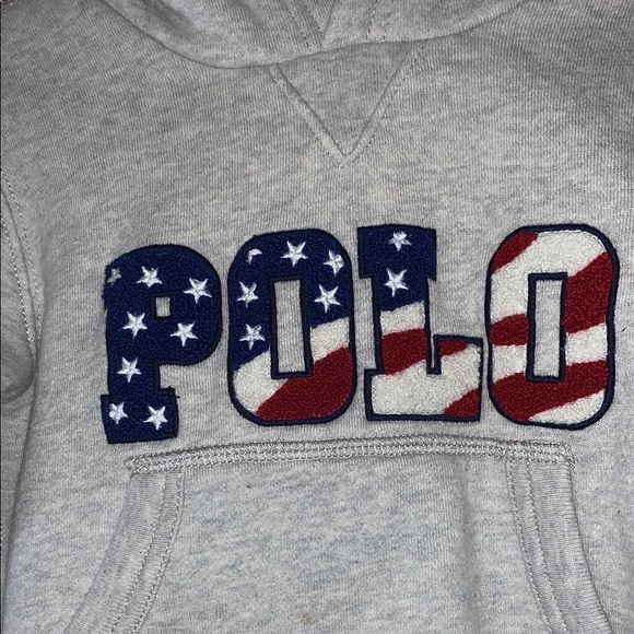 Polo by Ralph Lauren Gray Hoodie with American Flag Design - Picture 2 of 6